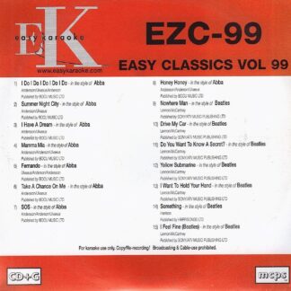 Easy Karaoke EZC099 - ABBA and the Beatles - Easy Classics - Volume 99