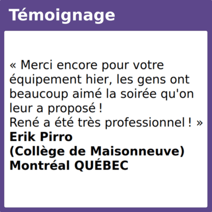 Témoignage équipement soirée